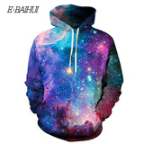 E-BAIHUI Space Galaxy 3d Sweatshirts Men/Women Hoodies With Hat Print Stars Nebula Autumn Winter Loose Thin Hooded Hoody Tops W1