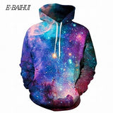 E-BAIHUI Space Galaxy 3d Sweatshirts Men/Women Hoodies With Hat Print Stars Nebula Autumn Winter Loose Thin Hooded Hoody Tops W1