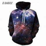 E-BAIHUI Space Galaxy 3d Sweatshirts Men/Women Hoodies With Hat Print Stars Nebula Autumn Winter Loose Thin Hooded Hoody Tops W1